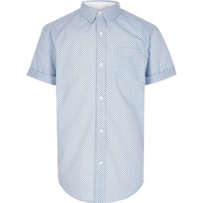 Boys blue geometric print shirt